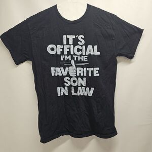 Gildan Heavy Cotton Black Tee LG Funny “Favorite Son‑In‑Law” Graphic Shirt